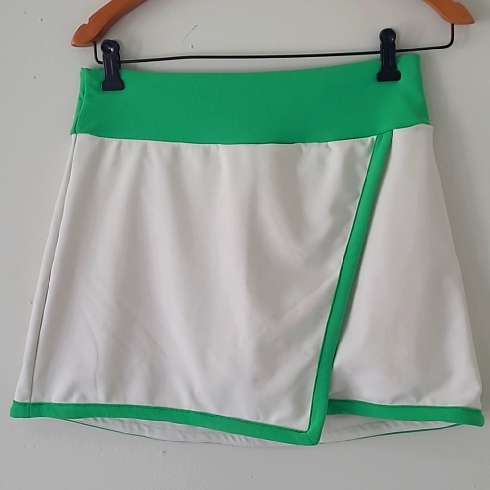 Kyodan Women's Slit Tennis Skort White/Green Size Medium